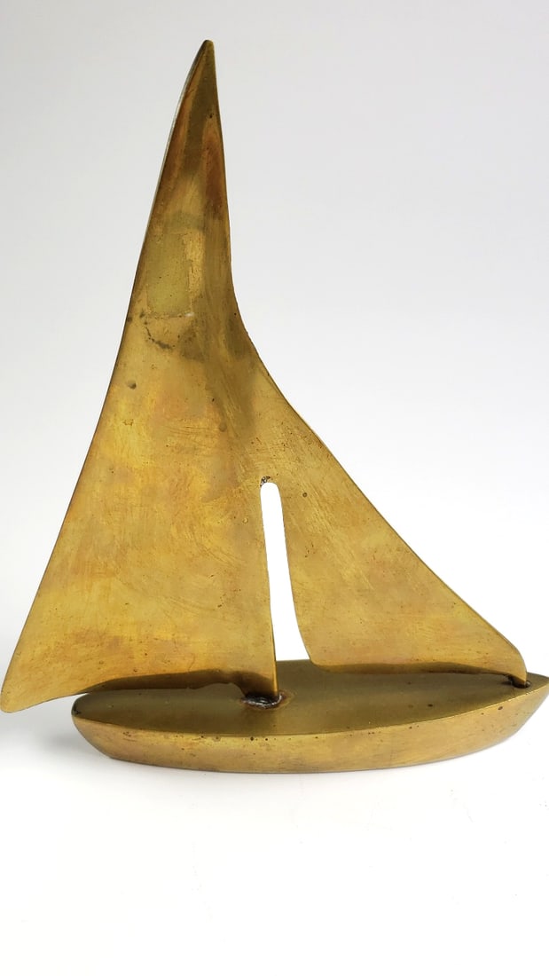 Brass Abstract Sailboat Sculpture Mid-Century Modern Style - 2