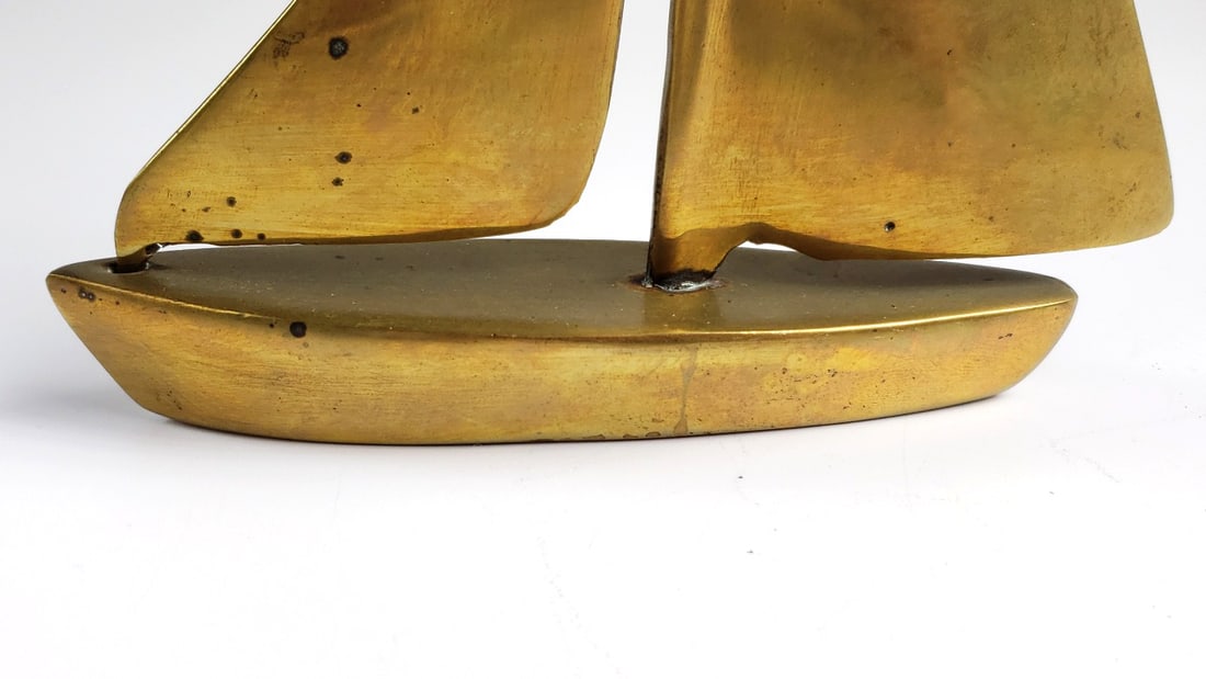 Brass Abstract Sailboat Sculpture Mid-Century Modern Style - 3
