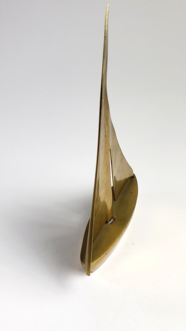 Brass Abstract Sailboat Sculpture Mid-Century Modern Style - 5