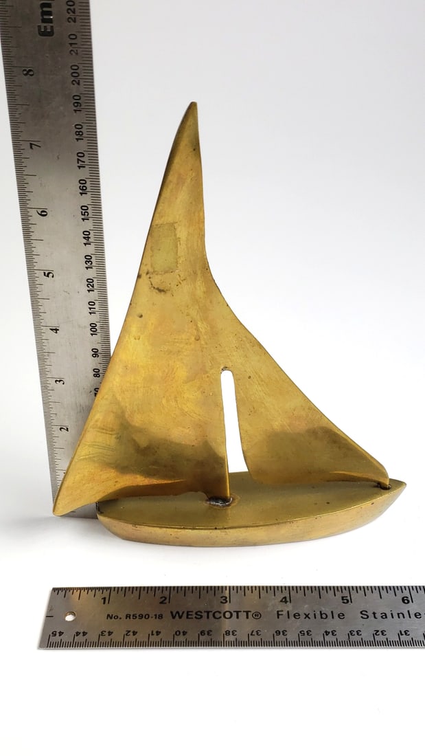 Brass Abstract Sailboat Sculpture Mid-Century Modern Style - 6