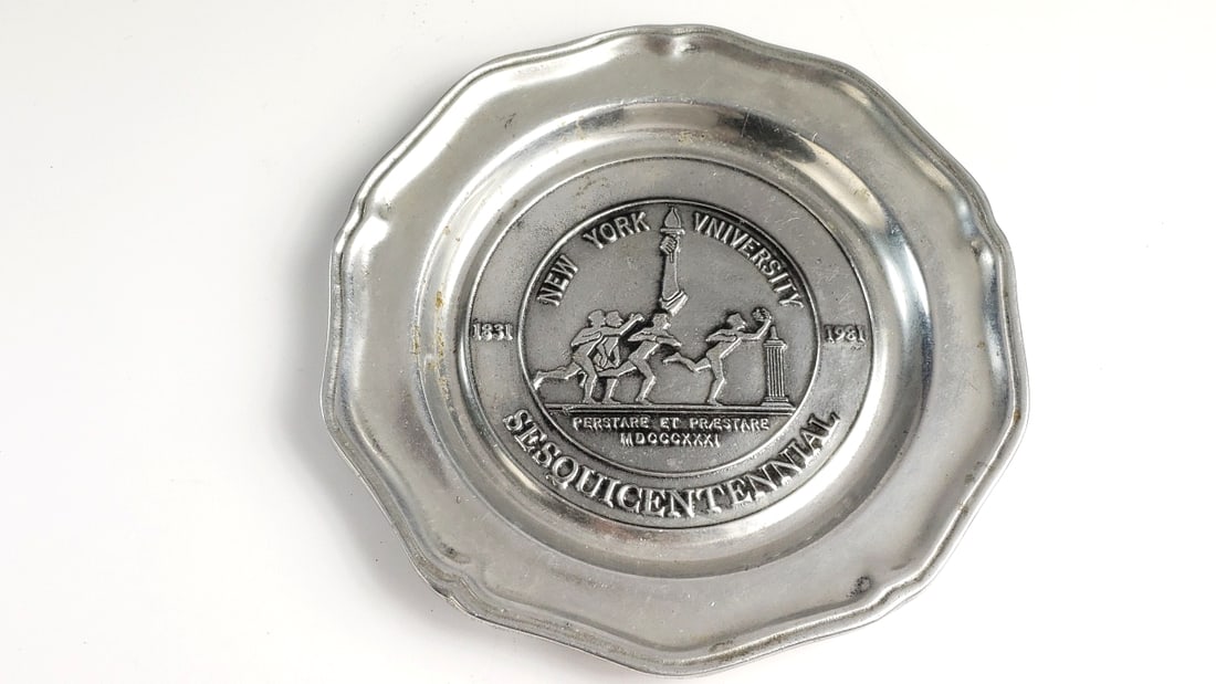 Wilton - New York University 1831-1981 Sesquicentennial Commemorative Metal Plate - 2