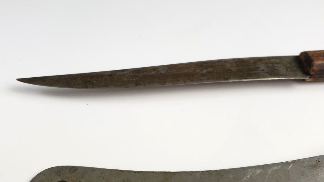 Vintage Carbon Steel Kitchen Knives with Wooden Handles - Cleaver and Carving Knife - 4