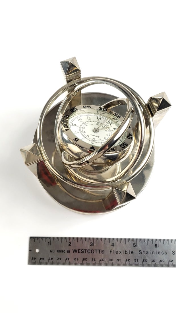 SumTotal Armillary Sphere Desk Clock with Silver Finish - 7