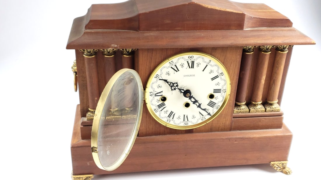 Large Emperor Mantle Clock With Brass Trim / Footings - 341-020 Movement 11 cm, Made in West Germ... - 3
