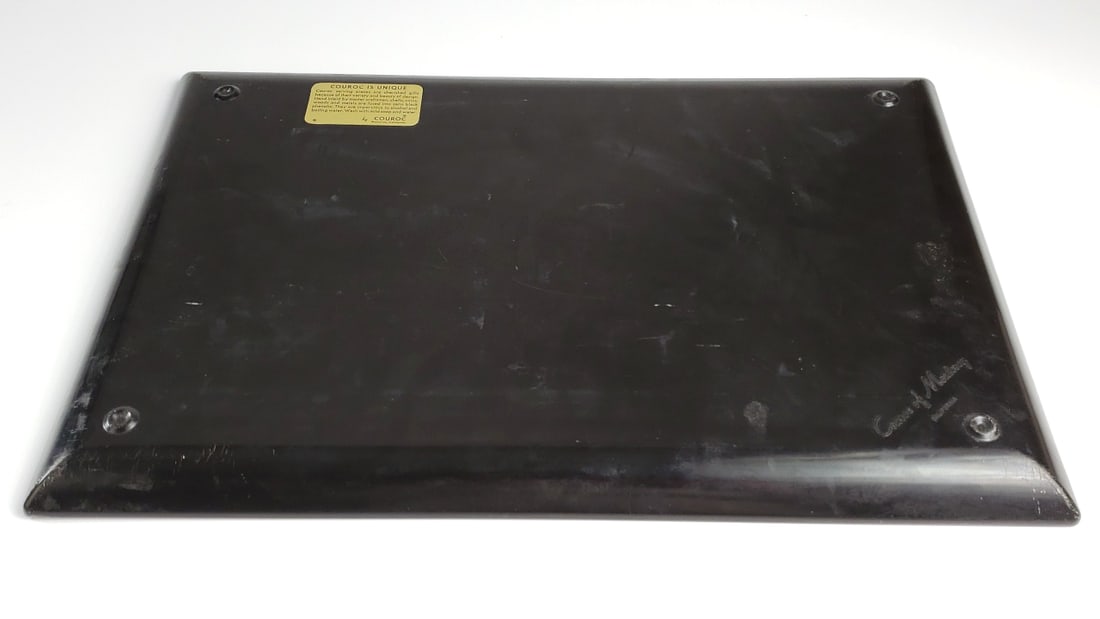 Couroc Handmade Inlaid Serving Piece - Monterey, California - Black Decorative Tray with Stilt H... - 2