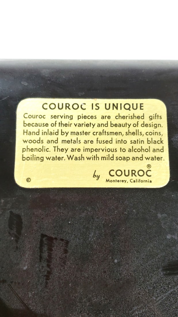 Couroc Handmade Inlaid Serving Piece - Monterey, California - Black Decorative Tray with Stilt H... - 3