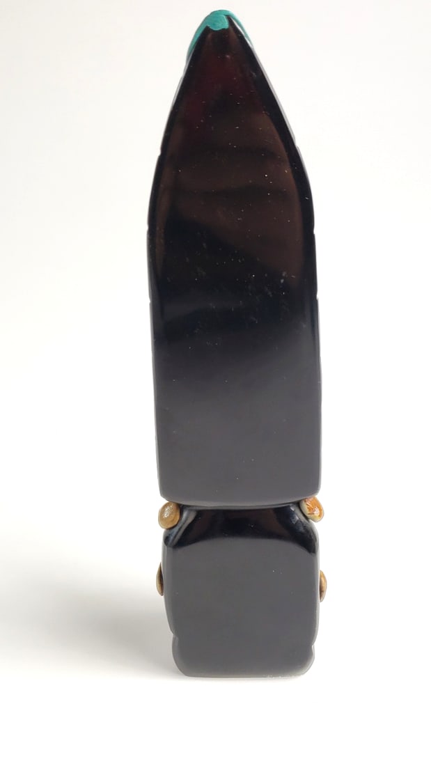 Vintage Stone Tribal-Inspired Figurine with Colorful Accents and Gem-Like Inlays - 4