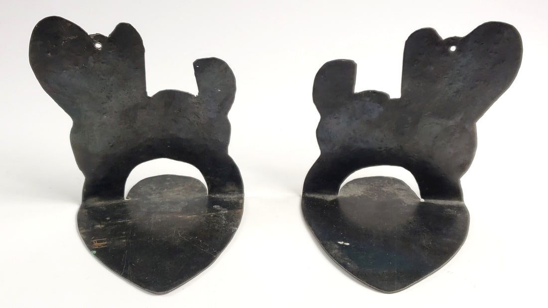 Vintage Pounded Metal Terrier Silhouette Bookends ends Set of 2 - 3
