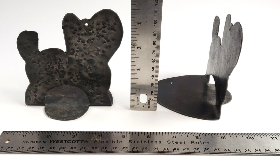 Vintage Pounded Metal Terrier Silhouette Bookends ends Set of 2 - 6