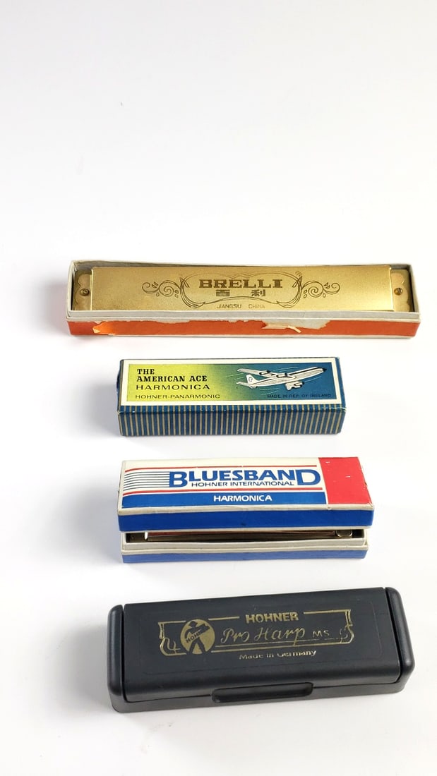Vintage Harmonica Lot Brelli Hohner Bluesband - 6