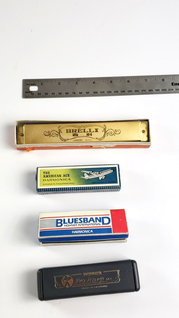 Vintage Harmonica Lot Brelli Hohner Bluesband - 7