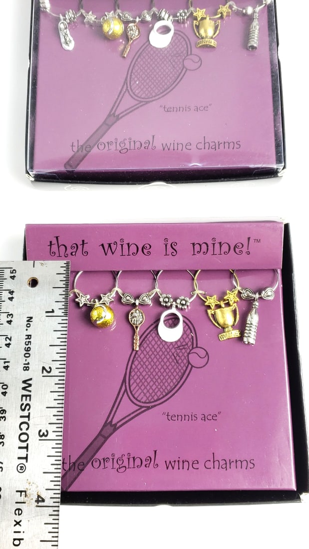 That Wine Is Mine! "Tennis Ace" Wine Charms Set Lot Of 3 New - 3