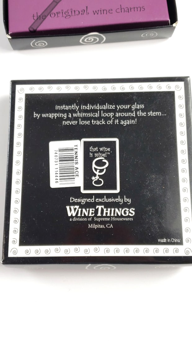 That Wine Is Mine! "Tennis Ace" Wine Charms Set Lot Of 3 New - 5