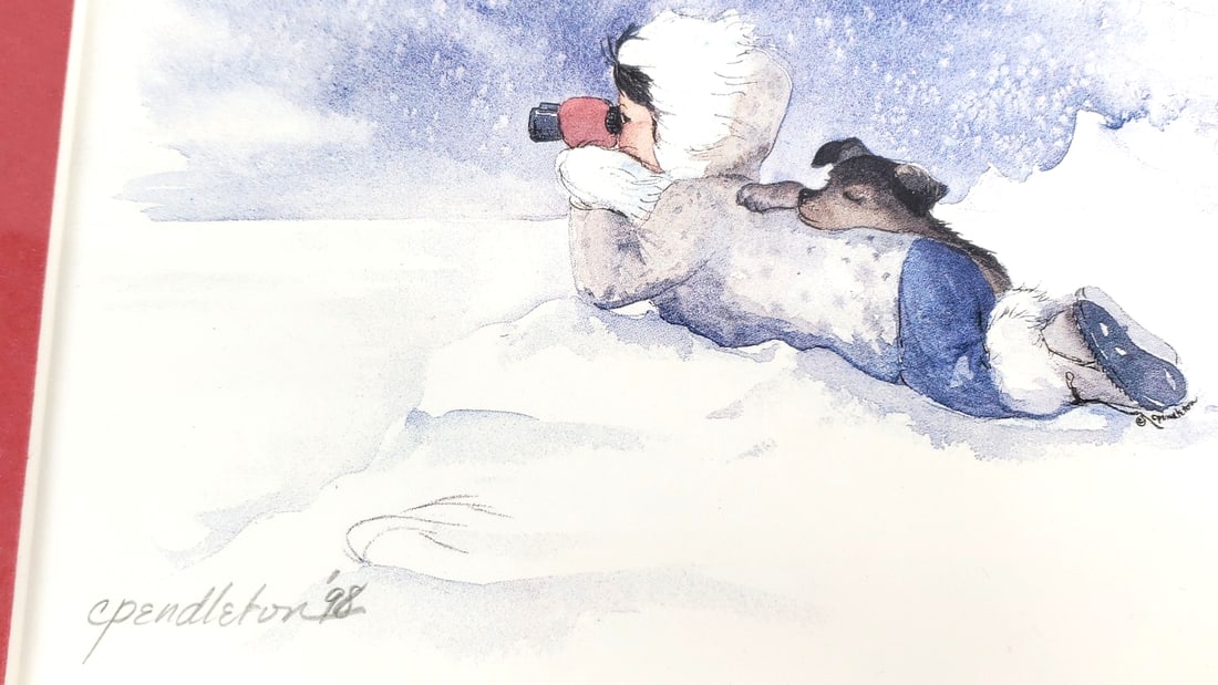 C. Pendleton Metal Framed Watercolor Prints of Child - Dog in Winter Scenes - 3