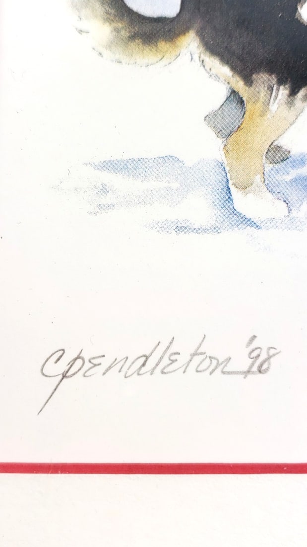 C. Pendleton Metal Framed Watercolor Prints of Child - Dog in Winter Scenes - 4
