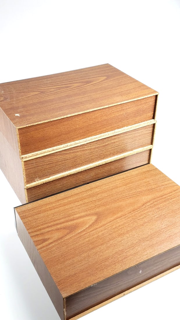 Vintage Wooden & Plastic Cassette Tape Storage Case with Pull-Out Drawers & Cassette Tapes - 7