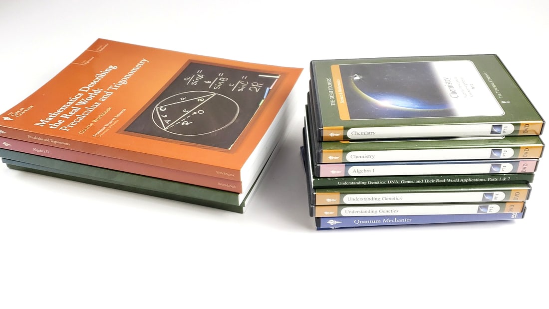 The Great Courses Lot - Math and Science DVD Set with Random Workbooks: Good Height: 8 High Estimate: 150 Width: 8 Low Estimate: 30