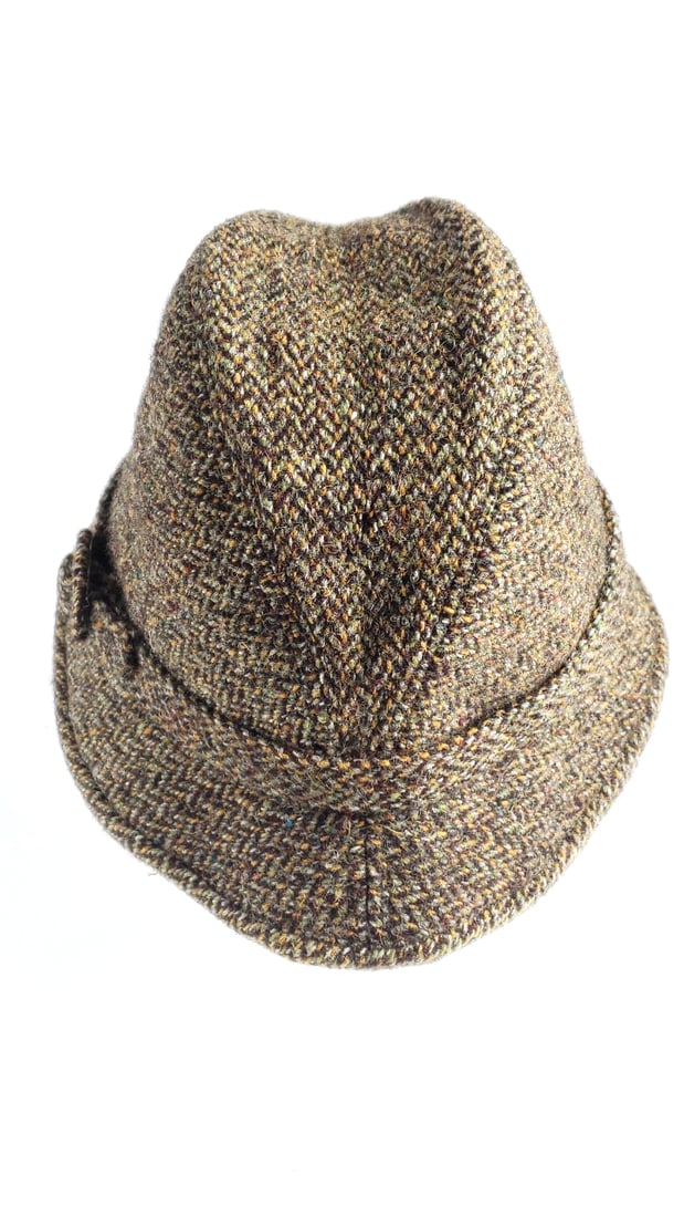 Vintage Harris Tweed 100% Wool Cloche Hat with Buckle Detail Size 7 1/2 or 61 - 4