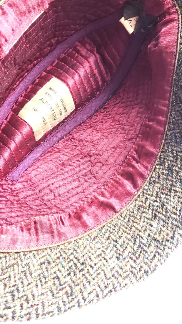 Vintage Harris Tweed 100% Wool Cloche Hat with Buckle Detail Size 7 1/2 or 61 - 6