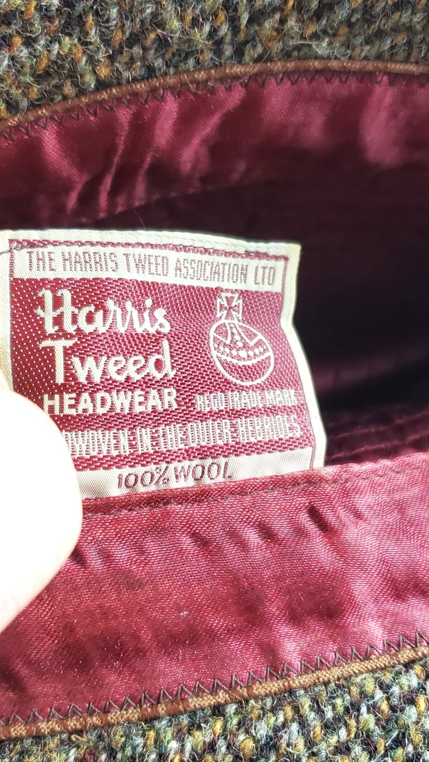 Vintage Harris Tweed 100% Wool Cloche Hat with Buckle Detail Size 7 1/2 or 61 - 7
