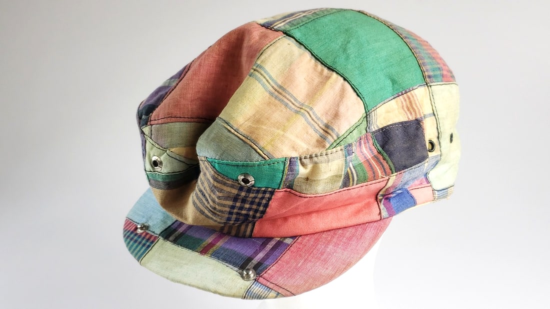 Schuman Sullivan of New Haven Madras Hat Large Patchwork Style Multi-Color Newsboy Cap with Snap ...: Good, could use a cleaning Width: 1 Height: 8 High Estimate: 50 Low Estimate: 20