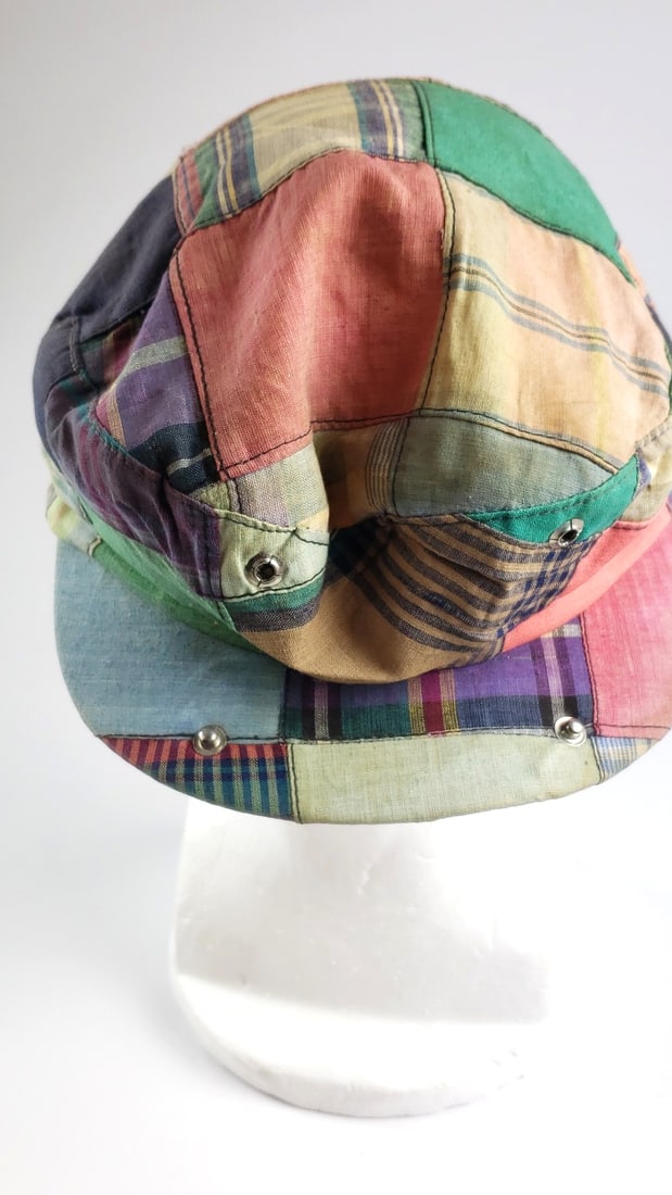 Schuman Sullivan of New Haven Madras Hat Large Patchwork Style Multi-Color Newsboy Cap with Snap ... - 2