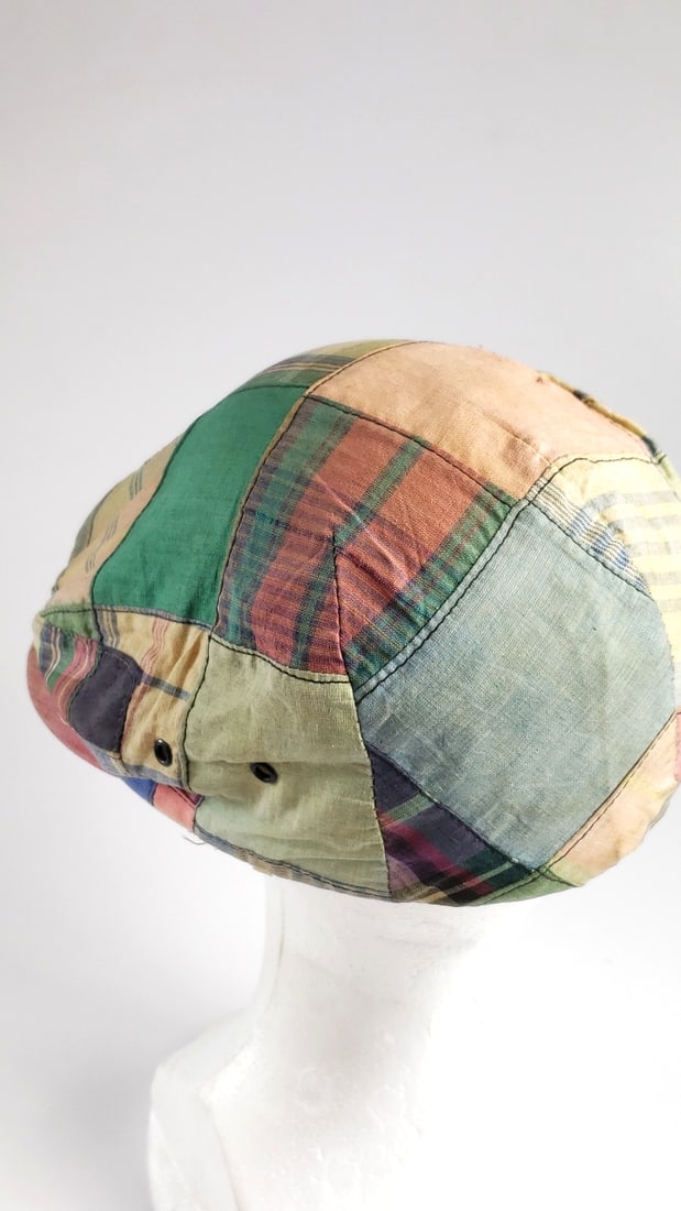 Schuman Sullivan of New Haven Madras Hat Large Patchwork Style Multi-Color Newsboy Cap with Snap ... - 6
