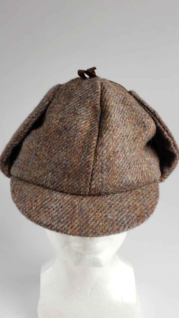 Vintage Hatterdashery Seattle Tweed Deerstalker Hat, Brown Houndstooth Pattern with Earflaps - 3