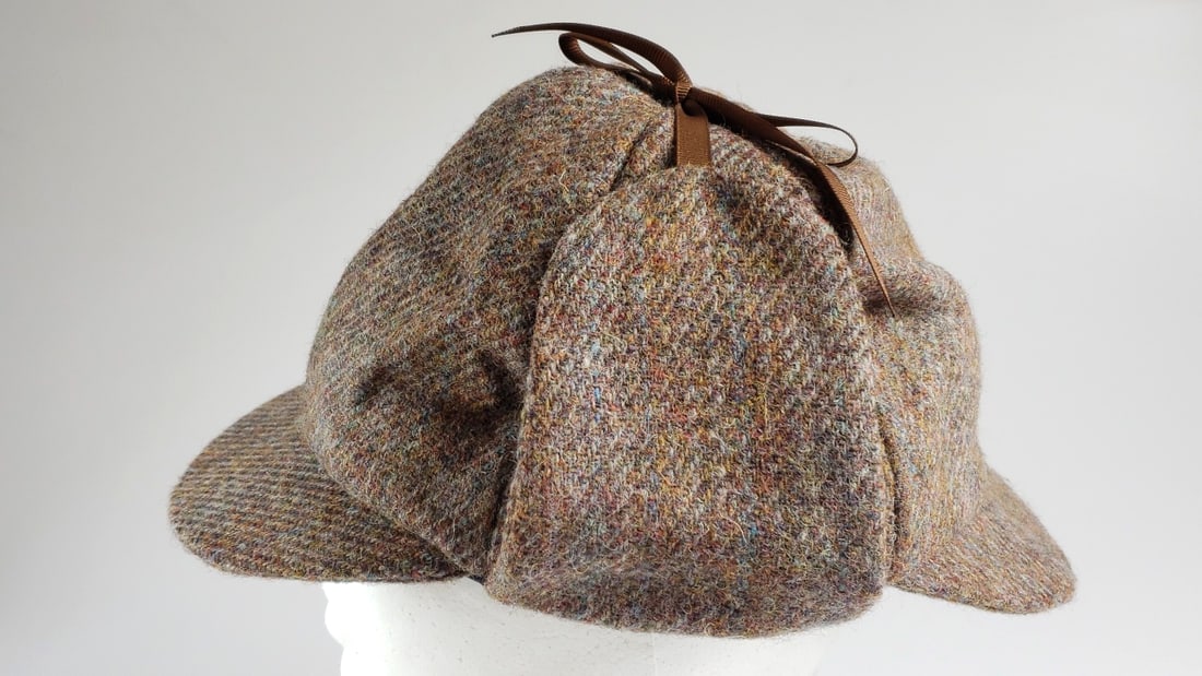 Vintage Hatterdashery Seattle Tweed Deerstalker Hat, Brown Houndstooth Pattern with Earflaps - 4
