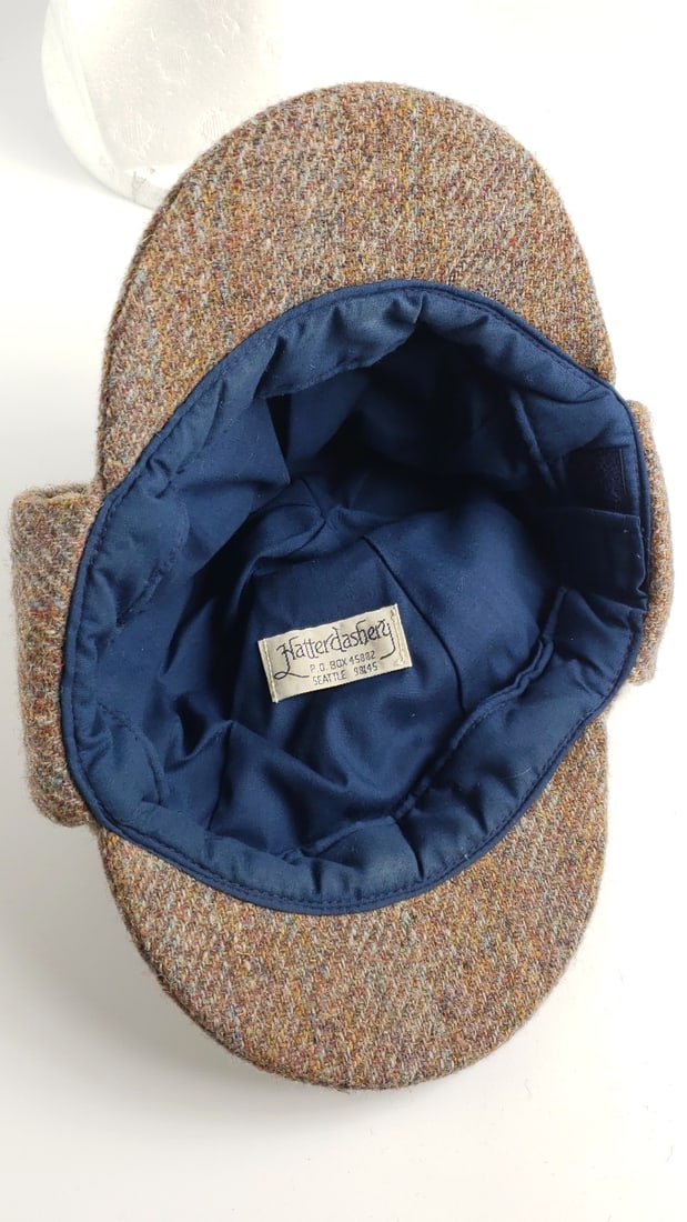 Vintage Hatterdashery Seattle Tweed Deerstalker Hat, Brown Houndstooth Pattern with Earflaps - 5