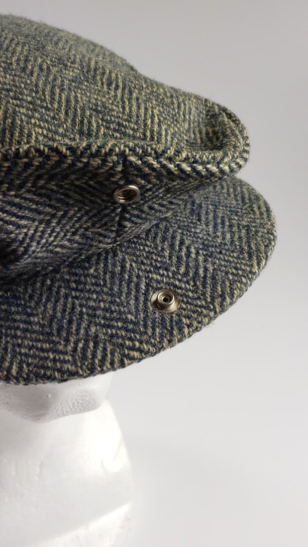 Vintage Hatterdashery Seattle Flat Cap Hat Grey Herringbone Tweed With Snap Bill - 2
