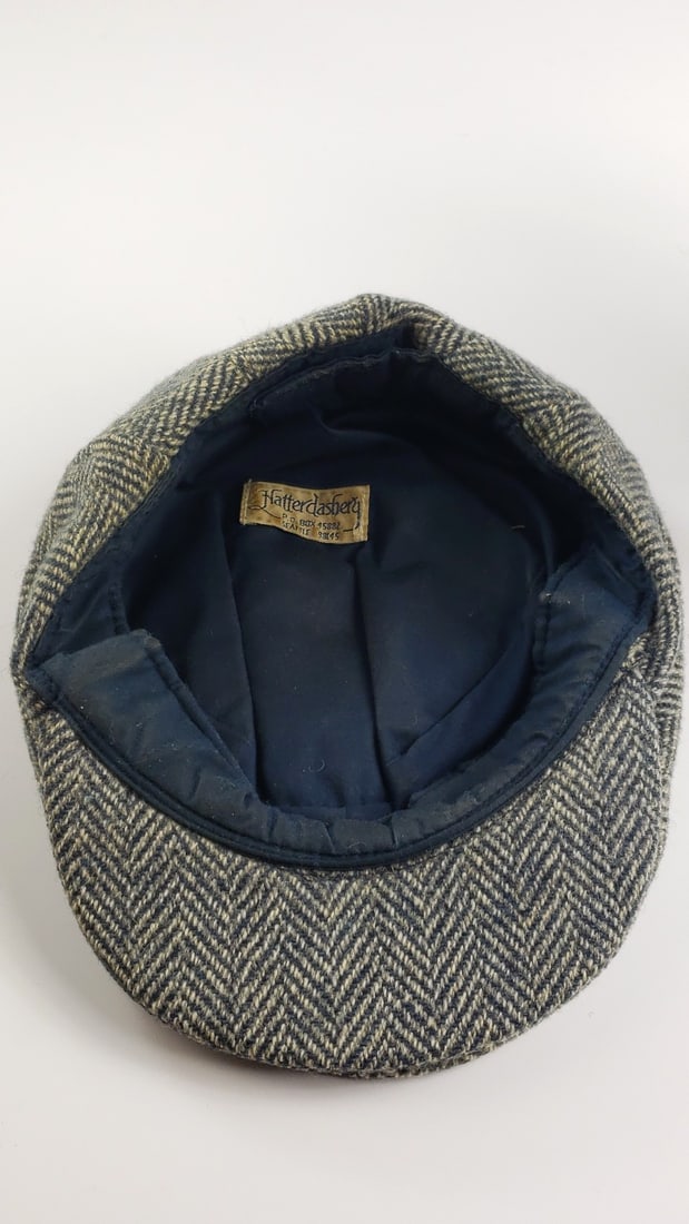 Vintage Hatterdashery Seattle Flat Cap Hat Grey Herringbone Tweed With Snap Bill - 6