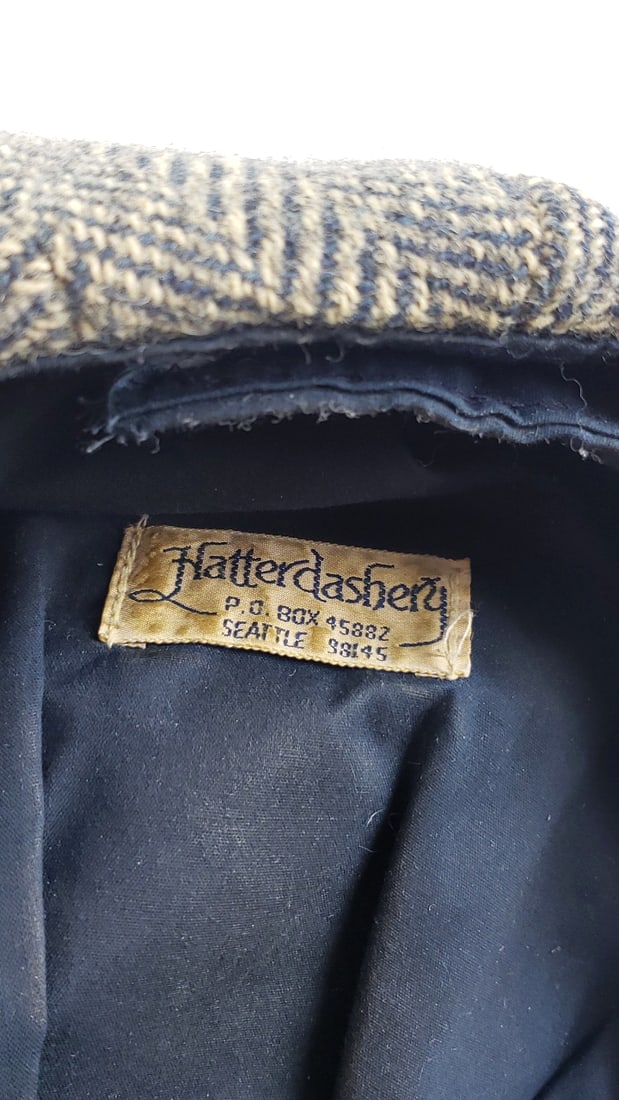Vintage Hatterdashery Seattle Flat Cap Hat Grey Herringbone Tweed With Snap Bill - 7