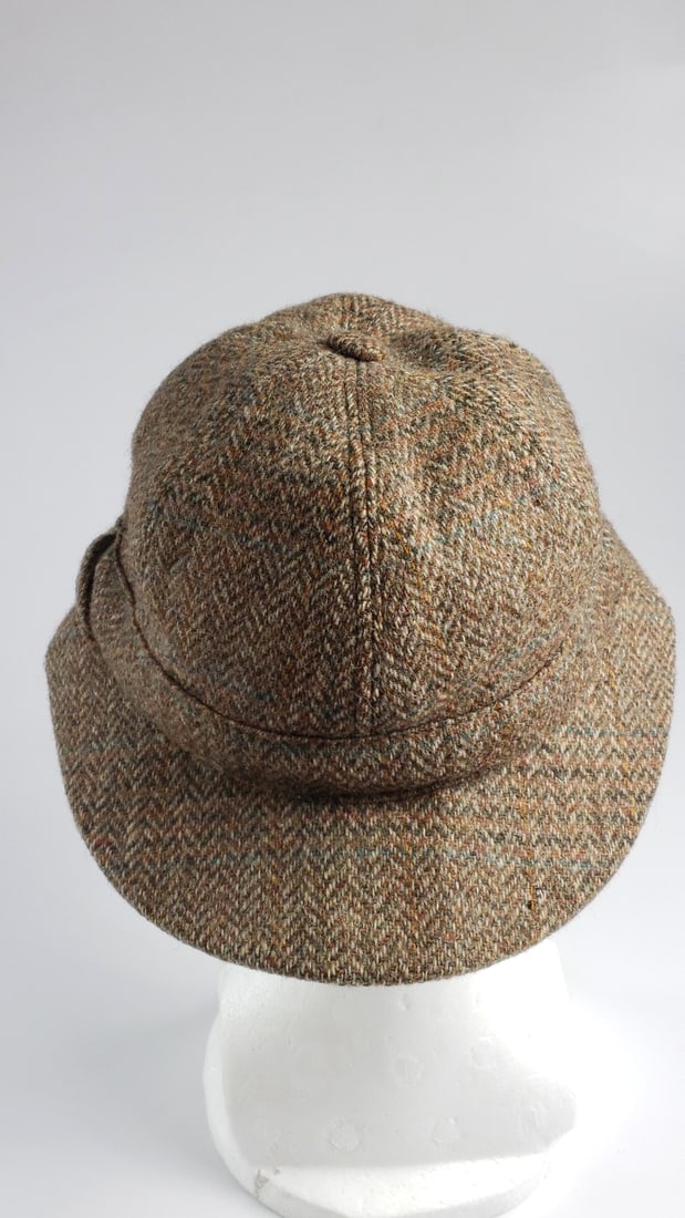 Mystery - Christy's? Tweed Herringbone Hat with Short & Flap Fold Brim Brown Wool - 2