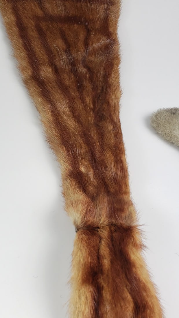 Two Vintage Fur Stoles: Brown and Gray Mink Accessories - 3