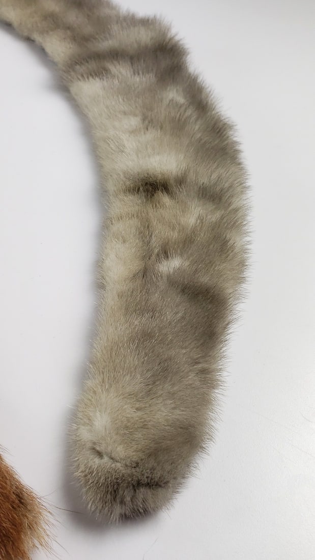 Two Vintage Fur Stoles: Brown and Gray Mink Accessories - 5