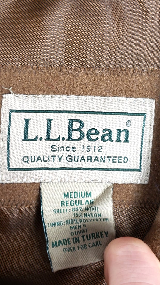 L.L. Bean Tan Wool Long Coat with Button Closure - 2