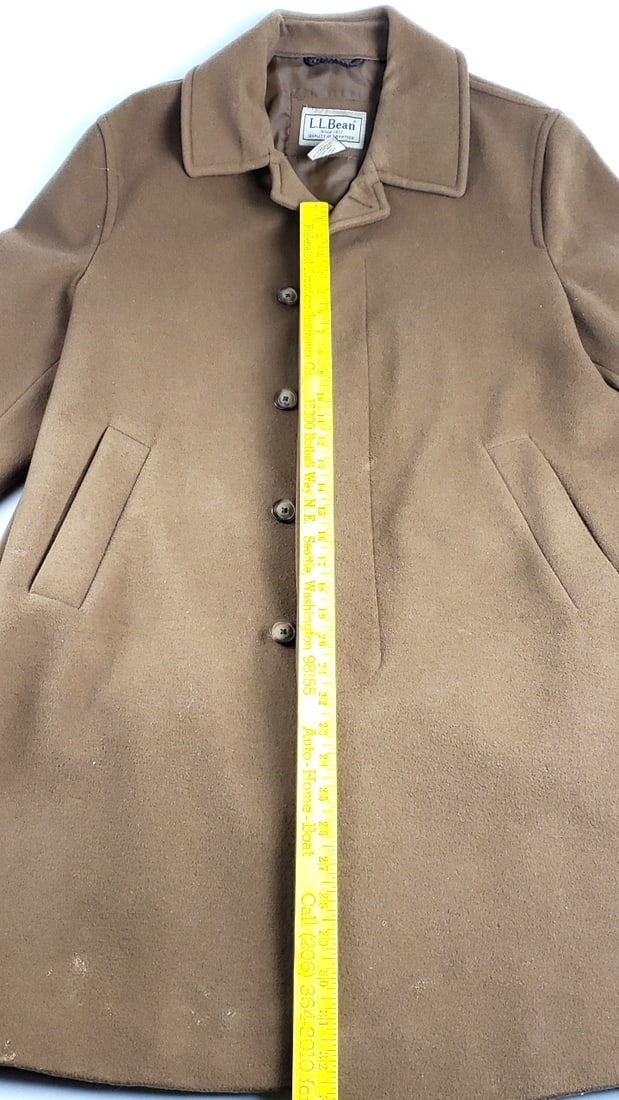 L.L. Bean Tan Wool Long Coat with Button Closure - 4
