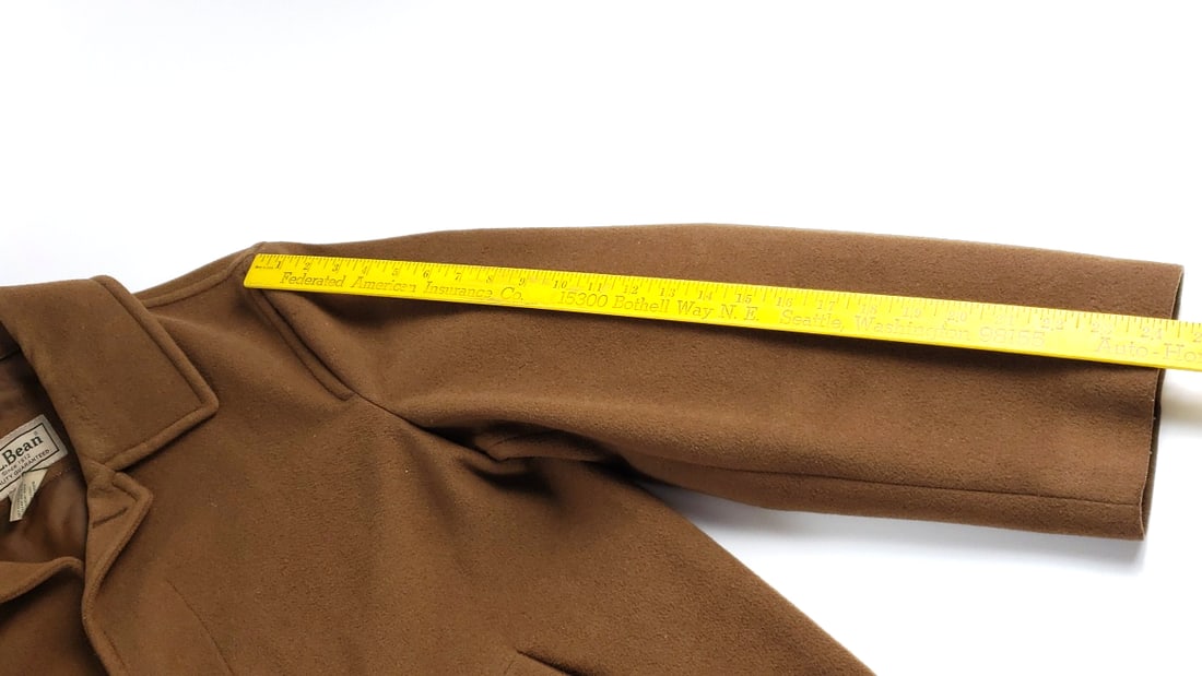 L.L. Bean Tan Wool Long Coat with Button Closure - 6