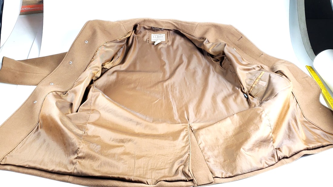 L.L. Bean Tan Wool Long Coat with Button Closure - 7