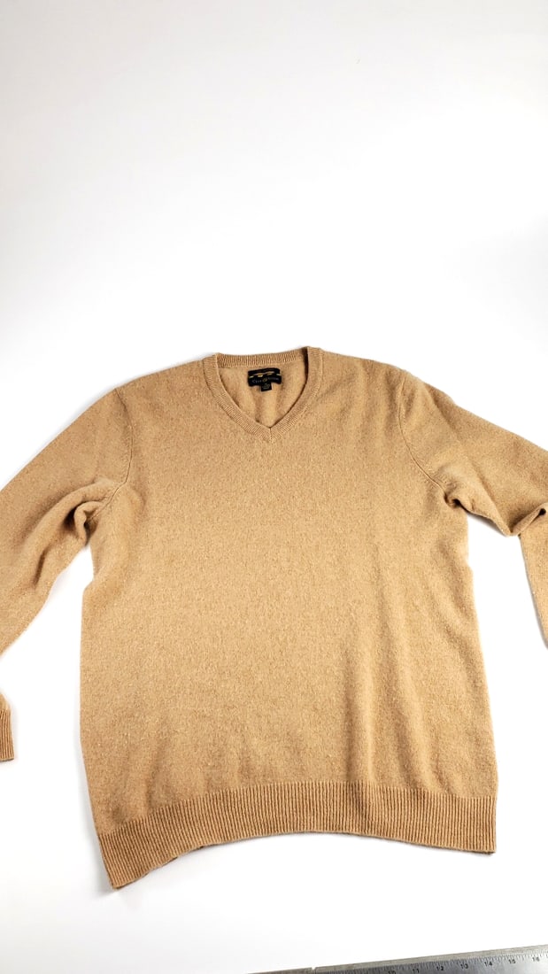 Club Room 100% Cashmere V-Neck Sweater Mens Medium Tan - 2