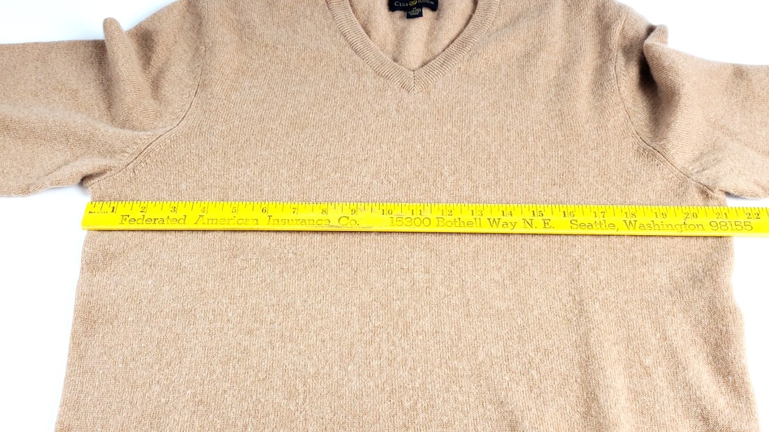 Club Room 100% Cashmere V-Neck Sweater Mens Medium Tan - 5