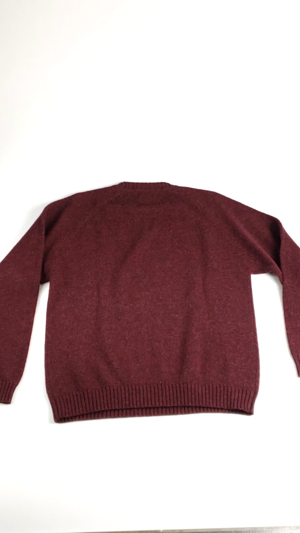 L.L. Bean Men's Shetland Wool Sweater Medium Burgundy - 6