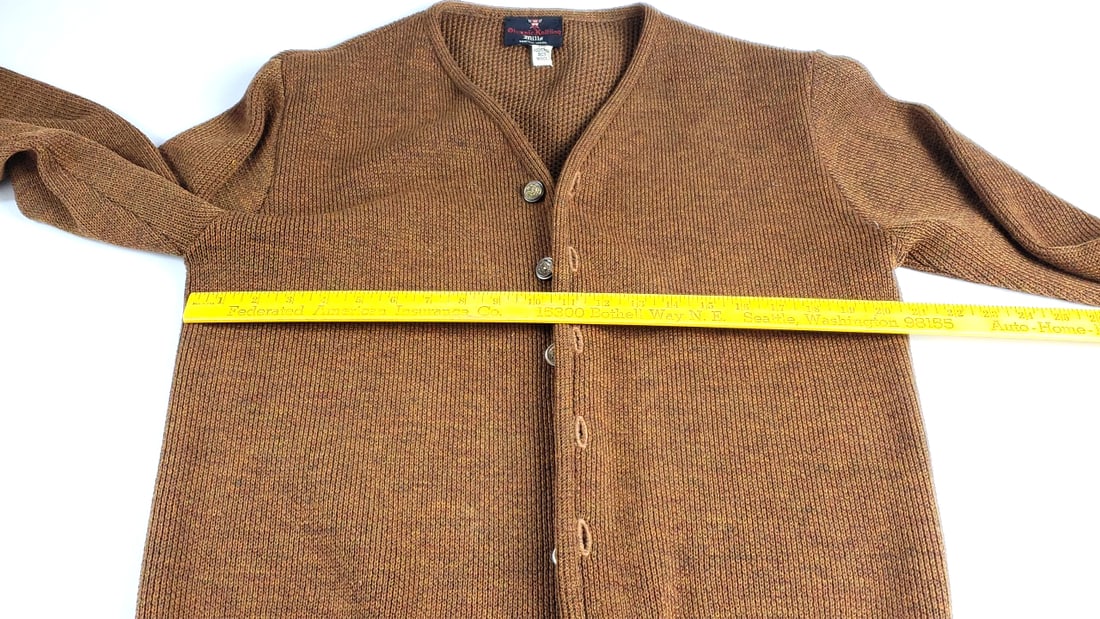Vintage Olympic Knitting Mills Brown Cardigan Sweater 70% Polyester 30% Wool - 4