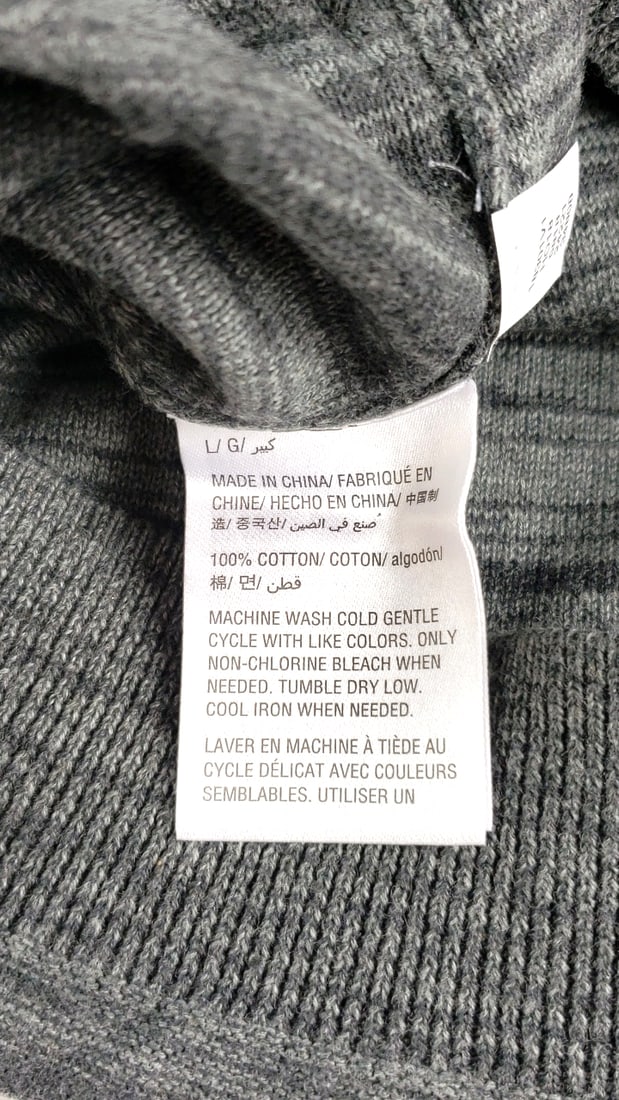 NEW Alfani Men's Large Gray 100% Cotton Sweater - 11