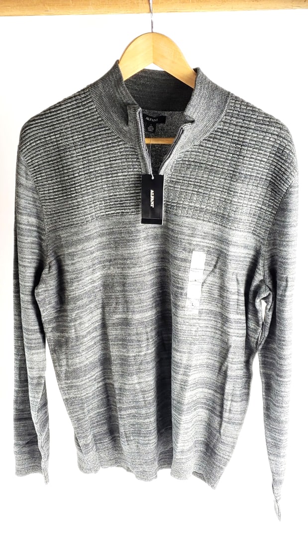 NEW Alfani Men's Large Gray 100% Cotton Sweater: New Height: 6 High Estimate: 50 Width: 6 Low Estimate: 20