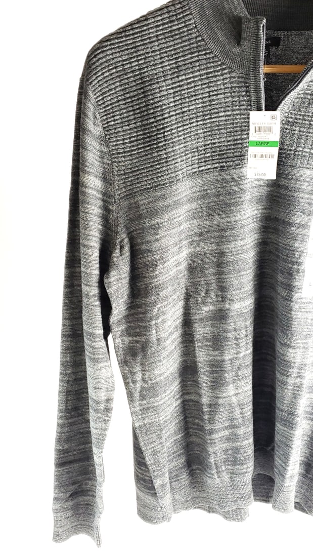 NEW Alfani Men's Large Gray 100% Cotton Sweater - 5