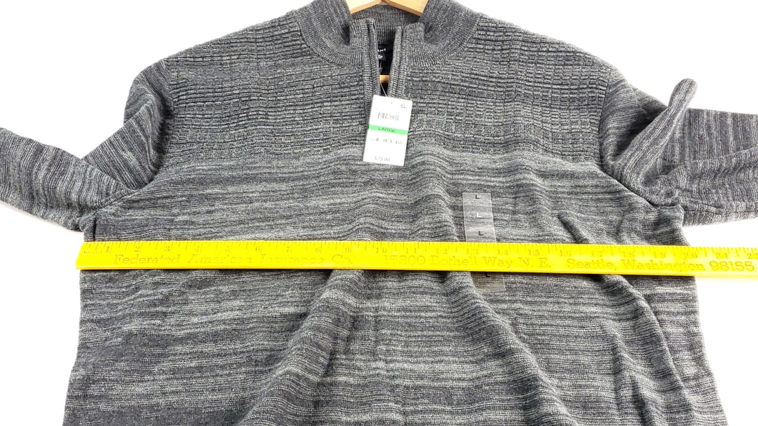 NEW Alfani Men's Large Gray 100% Cotton Sweater - 8