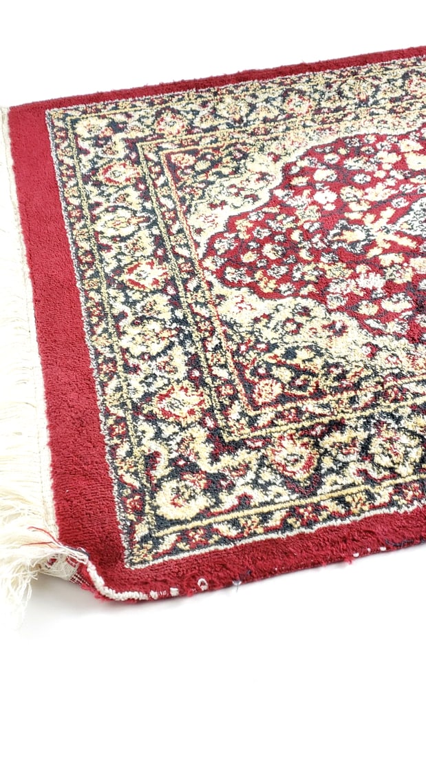 Vintage Indian Style Red and Cream Area Rug 36" x 18" - 2