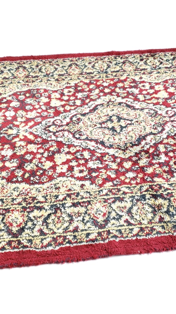 Vintage Indian Style Red and Cream Area Rug 36" x 18" - 3